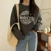 Sudadera Gruesa con Cuello Redondo y Forro Polar para Mujer, Top Holgado con Capucha, Chaqueta Pulóver de Manga Larga de Marca Moderna para Otoño e Invierno