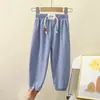 Calça de Seda Gelo Anti-Mosquito de Verão para Crianças, Calça Cropped Fina para Meninos e Meninas, Calça Longa Casual para Crianças Maiores