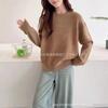 2025 Estilo Coreano Holgado Simple Tejido de Punto Top Retro Color Puro Estilo Hong Kong Cuello Redondo Suéter de Punto Nuevo Estilo Otoño e Invierno para Mujer