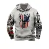 Moletom Novo Retro Transfronteiriço com Estampa 3D da Bandeira Americana, Tamanho Grande, Pulôver com Capuz Casual Solto