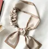 Bufanda de Seda de Color Sólido Estilo Hepburn de Verano, Bufanda Larga para Mujer con Acabado de Lujo, Versátil para Atar en las Muñecas, Bolsos y Coletas