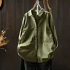 Camisa de Manga Larga de Algodón y Lino de Color Puro Simple para Primavera y Otoño, Top para Mujer, Temporada Nueva, Versátil, Diseño de Doble Botón, Chaqueta Pequeña Cárdigan