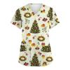 Comércio Exterior Transfronteiriço Amazon AliExpress Europeu e Americano Natal novo feminino T-shirt top com estampa 3D gola V bolso