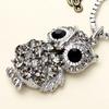 Otoño e Invierno nueva moda coreana BÚHO Colgante de diamantes completos collar largo para suéter blanco collar largo al por mayor