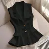 Chaleco Elegante de Exterior para Mujer, sin Mangas, Ajustado a la Cintura, con Dobladillo Fruncido, Ropa Transfronteriza Europea y Americana de Amazon