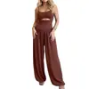 Novedades de Ropa para Mujer Verano 2026: Mono de estilo europeo y americano para vacaciones transfronterizo, de color liso, holgado, casual, con tirantes y pierna ancha