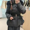 2026 Invierno Nuevo Diseñador Coreano Cuello Grande de Piel Chaqueta de Plumas para Mujer Abrigo 90 Pluma de Pato Blanca Adelgazante Grueso