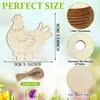 Talla de Madera Sin Colorear Forma de Gallina Poniendo Huevo Virutas de Madera Manualidades DIY con Virutas de Madera Pintadas y Coloreadas para