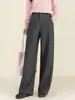 Calça de inverno larga feminina Xin Ge, cintura alta, com caimento fluido, espessada para aquecer e projetada para valorizar as pernas com corte reto.