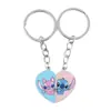 Llavero con Estampado Patchwork de Bebé Stitch UV Colgante Creativo Corazón Intergaláctico Dibujos Animados Ángel Encanto Estilo Europeo y Americano