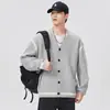 Suéter cárdigan de punto grueso para hombre, de estilo americano moderno, con cuello en V y botones, diseño retro casual con colores contrastantes