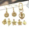 Luxo Leve Aço Inoxidável Flor Dourada Girassol Flor de Cerejeira Trevo de Quatro Folhas Pingente DIY Colar Pulseira Acessórios de Joias