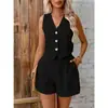 Enviado 2026 Conjunto de dos piezas europeo y americano transfronterizo para mujer Tallas Grandes Ropa para Mujer Conjunto de Chaleco con Botones de Color Sólido Mujer