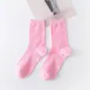 Calcetines para Mujer Transfronterizos, Calcetines de Color Sólido, Calcetines de Media Pantorrilla para Mujer, Calcetines Holgados Zhuji, Calcetines de Color Algodón de Azúcar para Mujer, Venta al por Mayor de Fábrica Coloridos