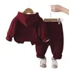 26 atuendos nuevos, elegantes y geniales para otoño e invierno para niños pequeños, conjunto de dos piezas con capucha y mangas largas estampado de letras, atuendo de invierno de dos piezas para bebés niños