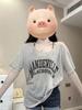Camiseta de Manga Corta con Estampado de Letras Retro Americano para Mujer Talla Grande Chica Gordita Verano Ajuste Holgado Cubre la Carne y Adelgaza Blusa Top Protector Solar