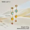 Novos Brincos Longos Assimétricos de Aço Inoxidável Coloridos com Zircônia para Cubos de Açúcar da Nimai Estilo Nicho de Luxo Leve Joias Atacado