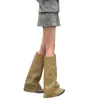 Botas Novas Outono/Inverno 2026 Acima do Joelho Salto Grosso Salto Alto Bico Fino Botas Calça Botas Western Cowboy Retrô Botas de Montaria