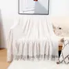 Manta de sofá de estilo nórdico manta para siesta en la oficina manta tejida de lana con borlas casual para aire acondicionado manta pequeña