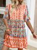 Vestido de verano 2025 con cuello en V y estampado bohemio de Amazon para mujer, comercio exterior transfronterizo europeo y americano