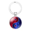 Acessórios estilo chinês Yin Yang Tai Chi Oito Trigramas Pegadas de Gato Pedra do Tempo Chaveiro Corrente de Chaveiro para Personalizar
