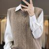 Chaleco de lana nueva de otoño e invierno para mujer, chaleco holgado sin mangas, chaleco de punto de estilo universitario retorcido, chaleco de moda