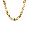 Colar Elegante de Moda Europeia e Americana, Nicho, Aço Inoxidável Banhado a Ouro 18K, Corrente Cubana Simples, Micro-Incustado com Zircônia Colorida
