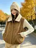Chaleco de gamuza con cuello de borrego sintético para mujer 2026 Otoño/Invierno nuevo chaleco grueso y cálido chaqueta acolchada sin mangas
