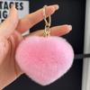 Coreia do Sul Ins Coelho Rex Fofo Bola de Pelúcia em Forma de Coração Chaveiro de Carro Pendurado Bolsa Criativa Distinta Pingente de Amor Chave