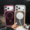 Adecuado para Apple 18 Pro Max, funda de teléfono magnética con textura de fibra de carbono, funda protectora anti-caídas de iPhone 17 con bloques de color