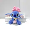 Pingente de Pelúcia Stitch com Laço Fofo Tendência Brinquedo Stitch Boneca Acessório de Bolsa Boneca de Pelúcia