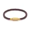 Pulseira de Corda de Couro 4.0 em Aço Inoxidável, Unissex, Impermeável, Pulseira de Casal, Corda Trançada, em Estoque Atacado