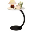 Mesita de noche doble capa mesa redonda mesa auxiliar simple balcón pequeño dormitorio hogar mesa de café simple estante de almacenamiento mesita de noche