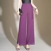 Calça Elegante e Simples de Chiffon com Fenda e Perna Larga para Mulheres, Novo Estilo Verão 2026, Caimento Solto, Emagrecimento, Caimento Fluido, Perna Reta, Calça Casual