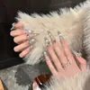 [Iris] Uñas Portátiles Hechas a Mano Estilo Francés con Degradado Morado Ojo de Gato, Efecto Iluminador, Pedrería Grande, Brillo Deslumbrante, Sensación de Alta Gama, Artículo de Lujo Popular