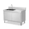 Gabinete de Fregadero de Acero Inoxidable 304 para Cocina, Tazón para Lavar Verduras y Ollas, de una y dos cubetas con soporte, Lavadero, Gabinete Integrado de Almacenamiento