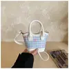 Nova Bolsa de Mão Infantil Xadrez com Laço Fresca e Fofa Estilo Coreano, Bolsa Transversal Doce de Princesa, Bolsa Infantil Transfronteiriça
