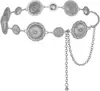 Corrente de Cintura de Metal Esculpido Oval Retrô Estilo Boêmio para Mulheres Decoração Versátil para Vestido Jeans Cintura