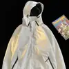 Ropa de Carga Suelta Transpirable Cortavientos Repelente al Agua Transfronteriza Unisex Chaqueta Abrigo con Capucha Desmontable Ropa para Grupo al Aire Libre