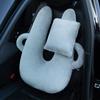 Artefacto para dormir de larga distancia coche almohada en forma de U multifuncional linda almohada de felpa para coche cojín protección para el cuello almohada de protección para el cuello del coche