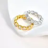 Anel de Diamante Cravejado com Zircônia, Personalizado, Fashion, Simples, com Toque de Luxo Leve, Adequado para Uso Diário, Estilo Minimalista, Anel Versátil de Aço Titânio, Em Estoque para Atacado