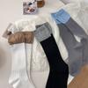 Calcetines de mujer otoño e invierno nuevos calcetines de doble capa con costuras personalizadas calcetines de felpa de nicho calcetines de punto doble de color contrastante para pantorrilla