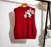 Chaleco Cuello V Moda para Mujer 2024 Otoño Nuevo Diseño de Flores Sin Mangas Suéter Holgado Tejido de Punto Trendy