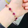 Pulseira de prata de lei 925 com granada natural de magnésio e alumínio pulseira de menina para atacado ao vivo com corrente longa