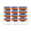 Aparelho de barbear manual masculino em estoque com lâminas de três camadas, cabeça de lâmina de aço inoxidável multicamada, modelo bicolor laranja e azul