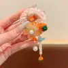 Laço de Cabelo Infantil Estilo Chinês com Flor e Borla Menina Estilo Antigo Laço de Cabelo Hanfu Elástico Fofo Laço de Cabelo Acessórios de Cabelo
