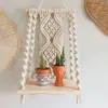 Colgante de Pared Tejido con Cuerda de Algodón Estilo Bohemio Estante de Almacenamiento Tapiz Decorativo Hecho a Mano para Sala de Estar y Dormitorio Almacenamiento Creativo en Pared