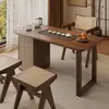 Nueva Mesa de Té para Balcón Estilo Chino con Bandeja de Té de Piedra Almacenamiento de Tetera Soporte para Té Mesa Pequeña para el Hogar Madera Maciza Mesa Simple para Preparar Té