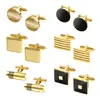 Set de 6 Mancuernillas Transfronterizo Nuevo Cuadradas Redondas Grabadas Barniz de Horneado Mancuernillas Camisa de Negocios Traje Mancuernillas Hombre
