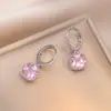 Aretes para Mujer, Aretes de Flor Corazón con Circonita Micro-pavimentada de Cobre, Nueva Moda de Nicho, Diseño Simple, Joyería de Temperamento y Versátil